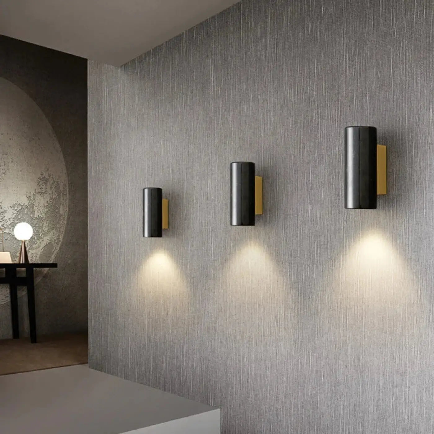 Applique murale en marbre vert et aluminium minimaliste — vue 1
