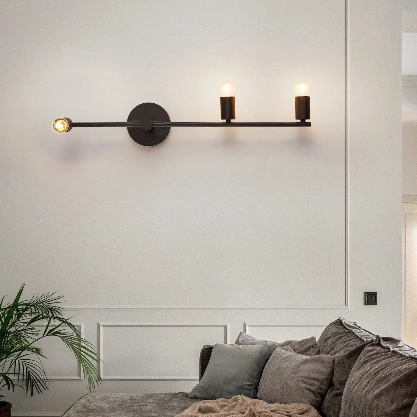 Applique murale en métal noir et doré à 3 lumières E27 — vue 5