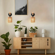 Applique murale en osier et bois beige style naturel — vue 2