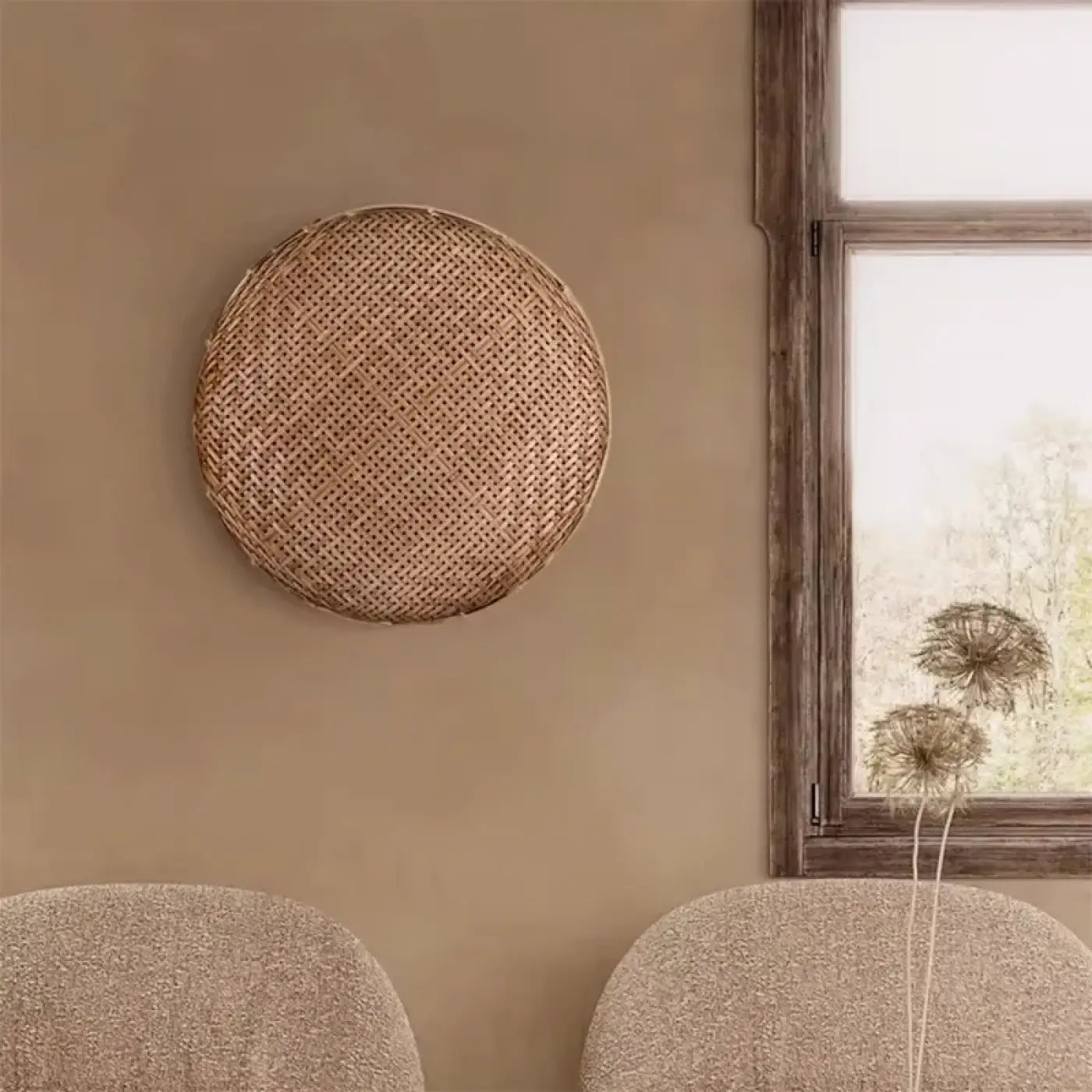 Applique murale en rotin et bambou beige scandinave — vue 2