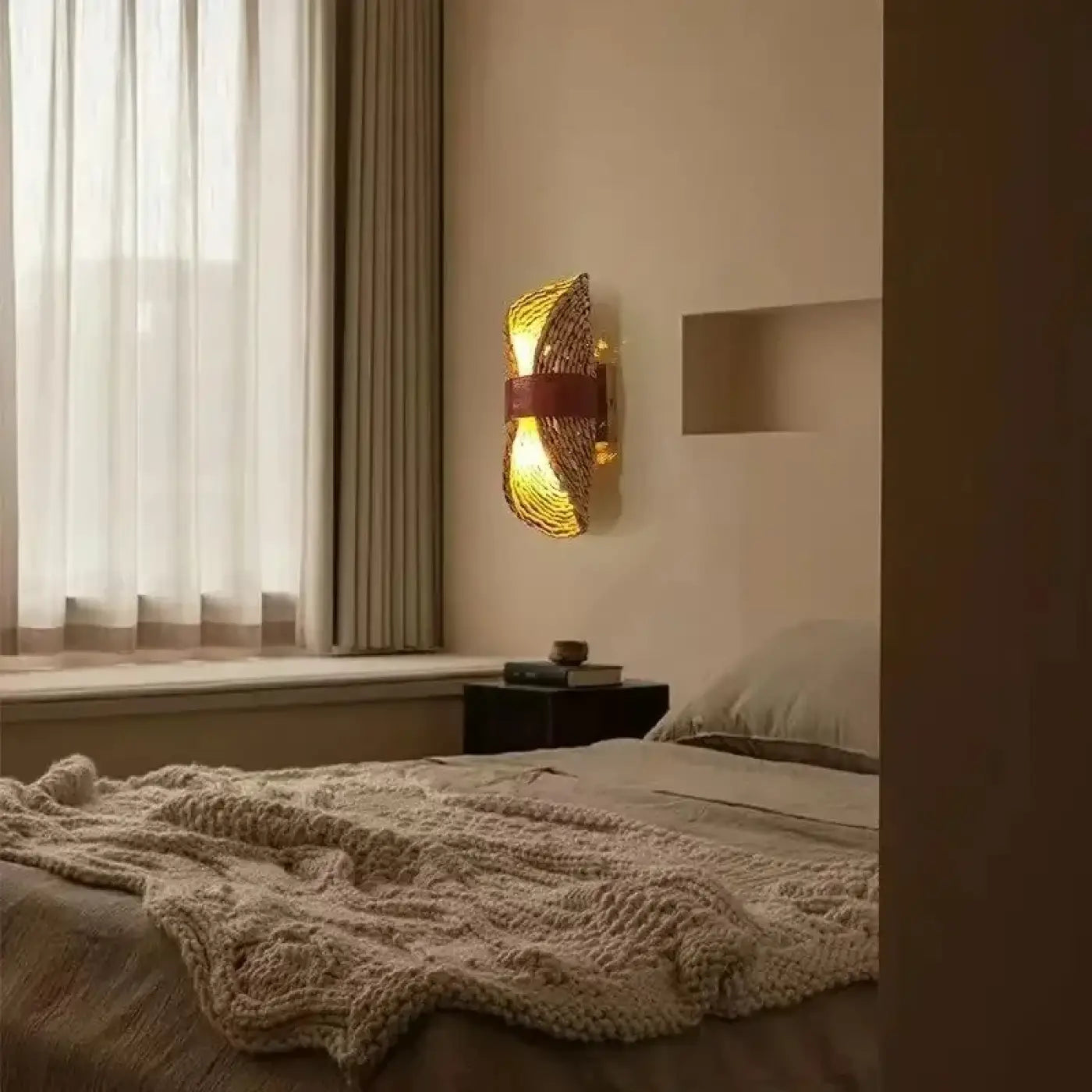 Applique murale en rotin naturel dimmable scandinave — vue 1
