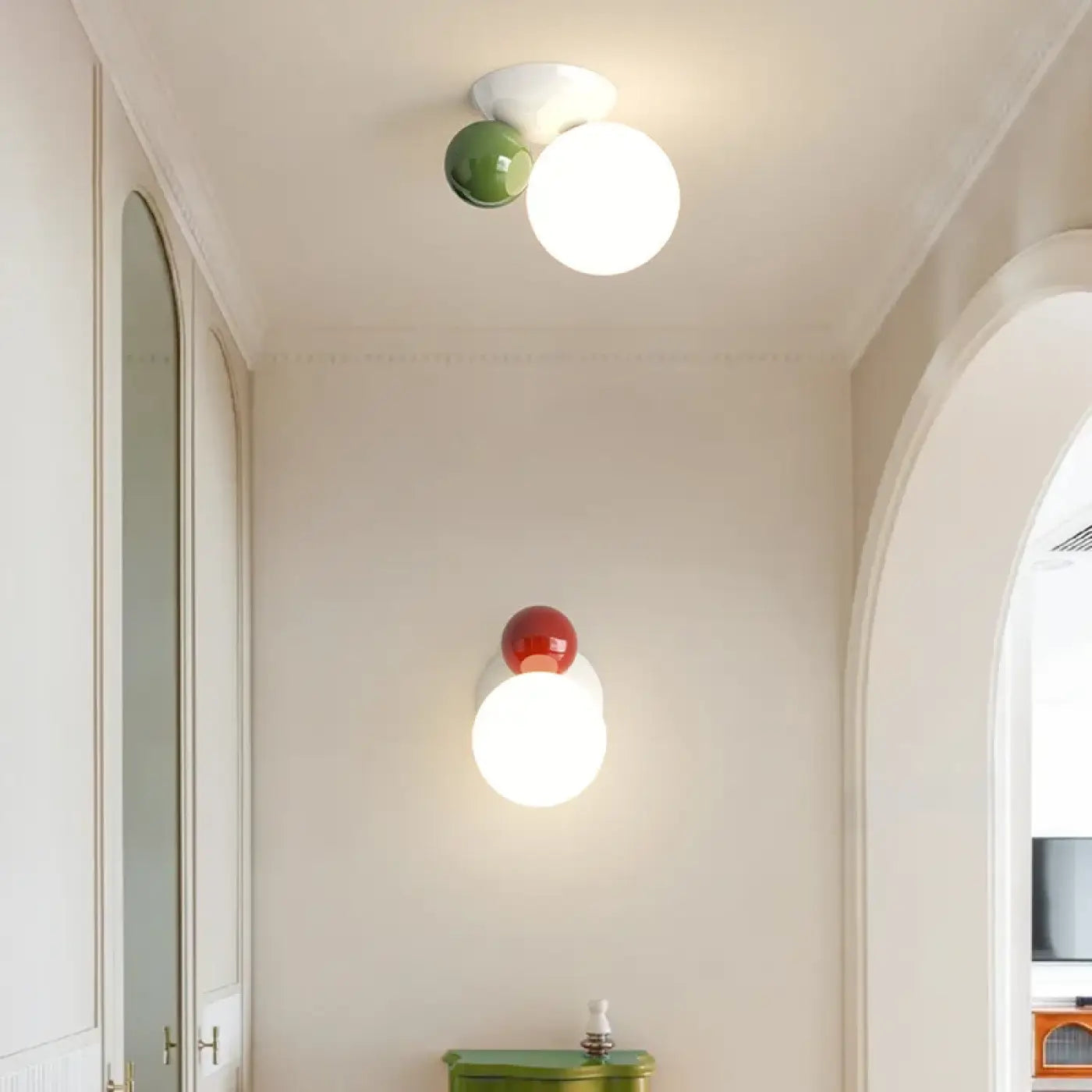 Applique murale en verre à globe LED G9 vert ou rouge — vue 3