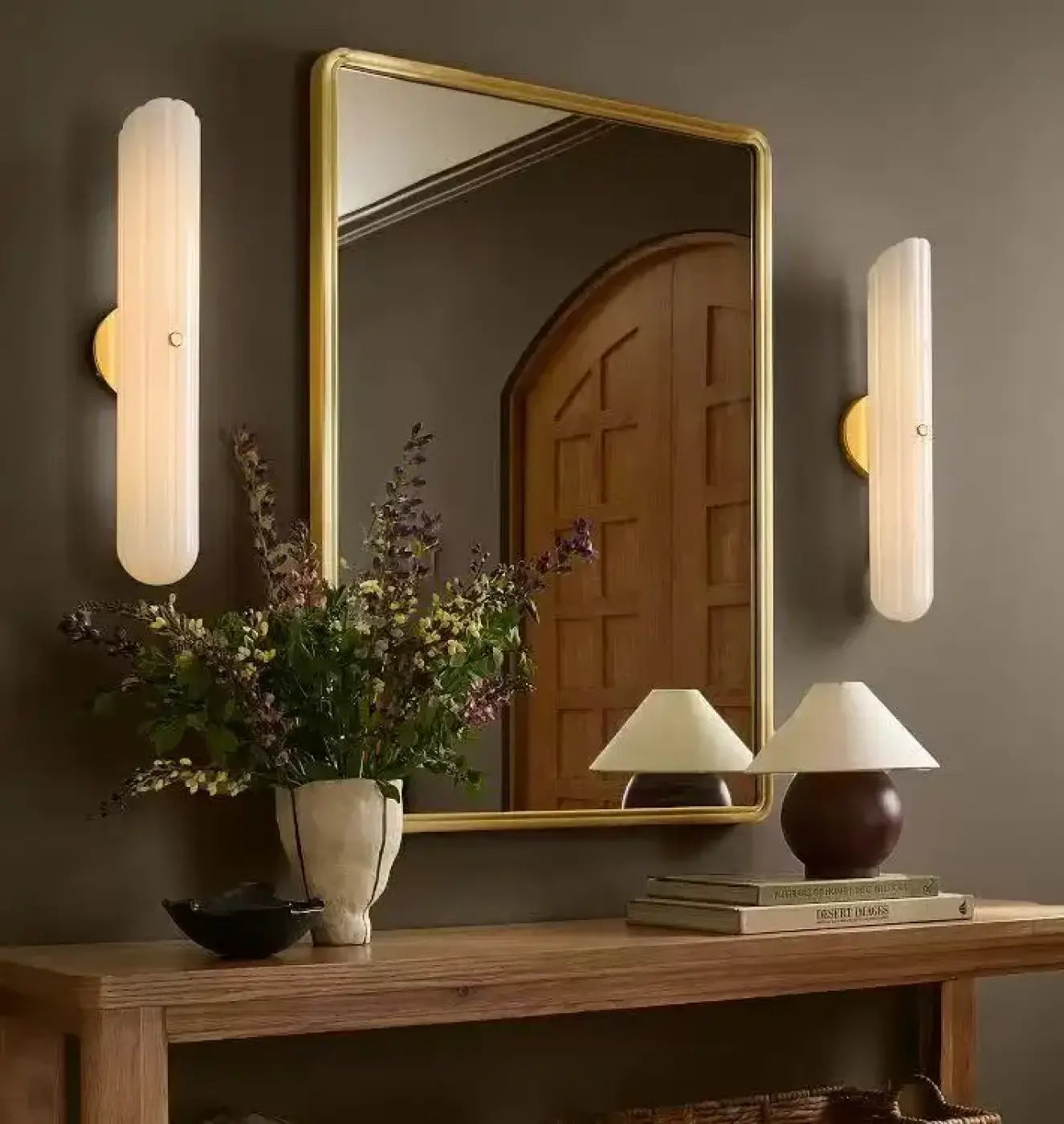 Applique murale en verre et métal doré à intensité réglable — vue 2