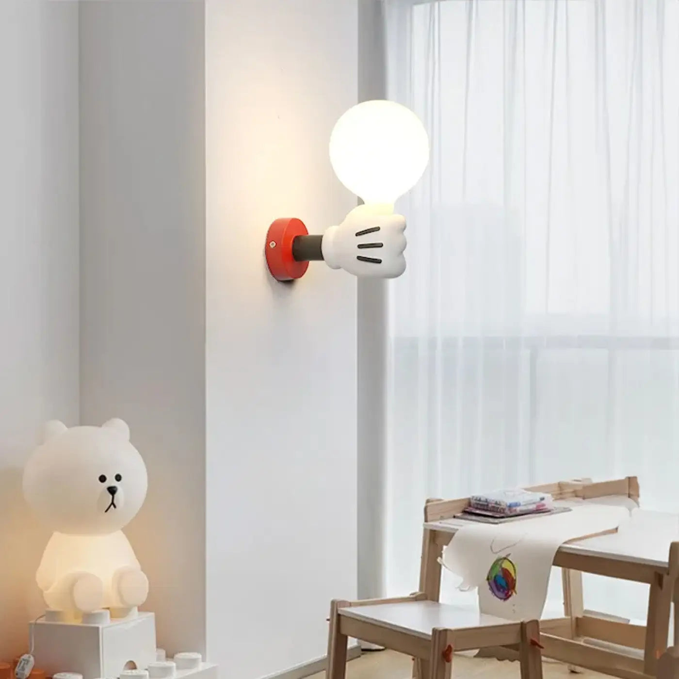 Applique murale enfant double en métal et résine blanche — vue 3