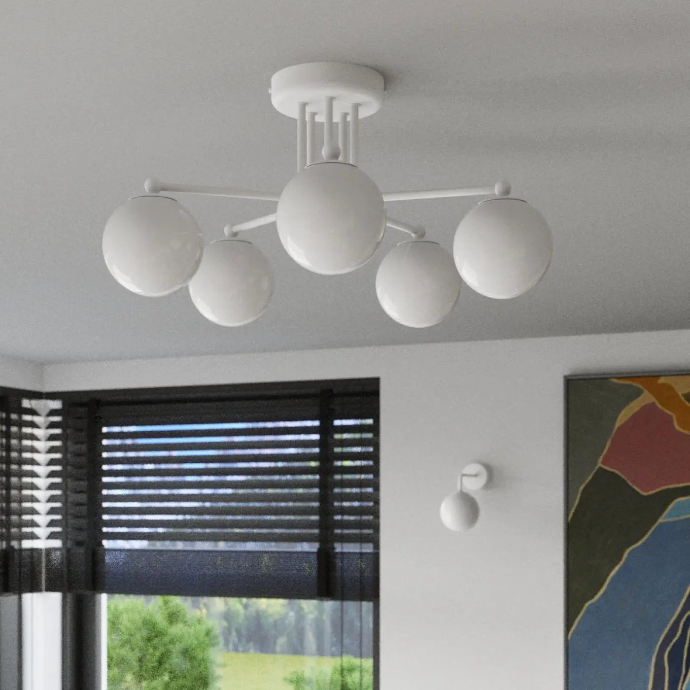 Applique murale globe en verre blanc acier minimaliste — vue 11