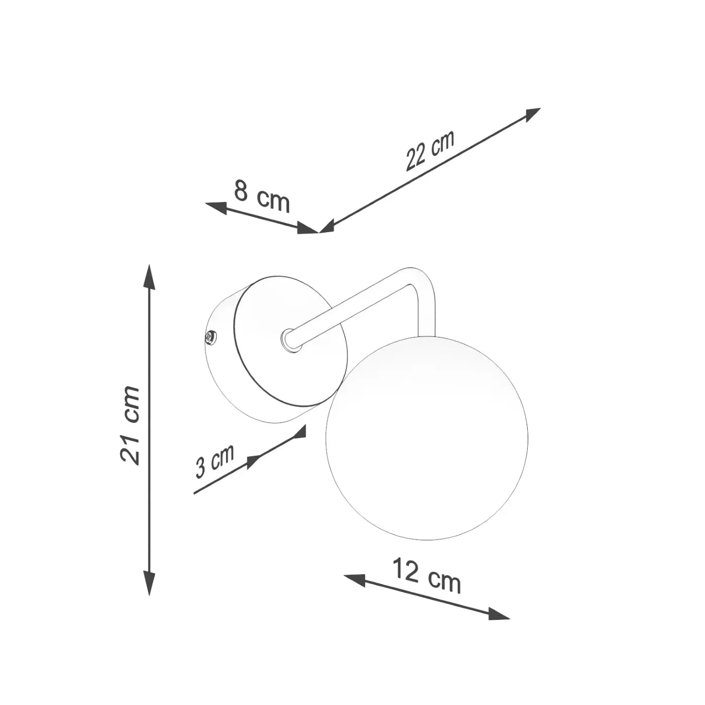Applique murale globe en verre blanc acier minimaliste — vue 12