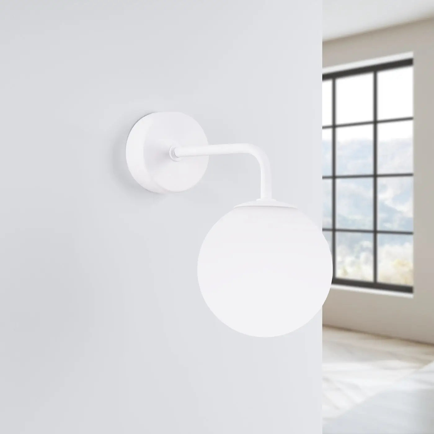Applique murale globe en verre blanc acier minimaliste — vue 2