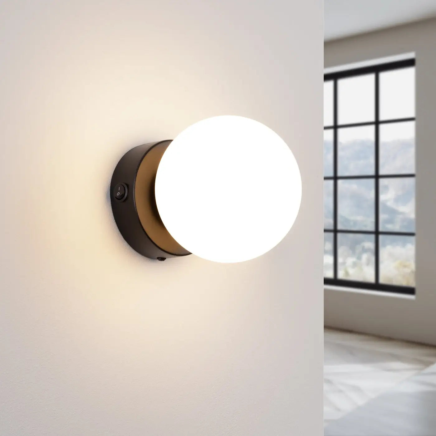 Applique murale globe en verre noir acier LED moderne — vue 1