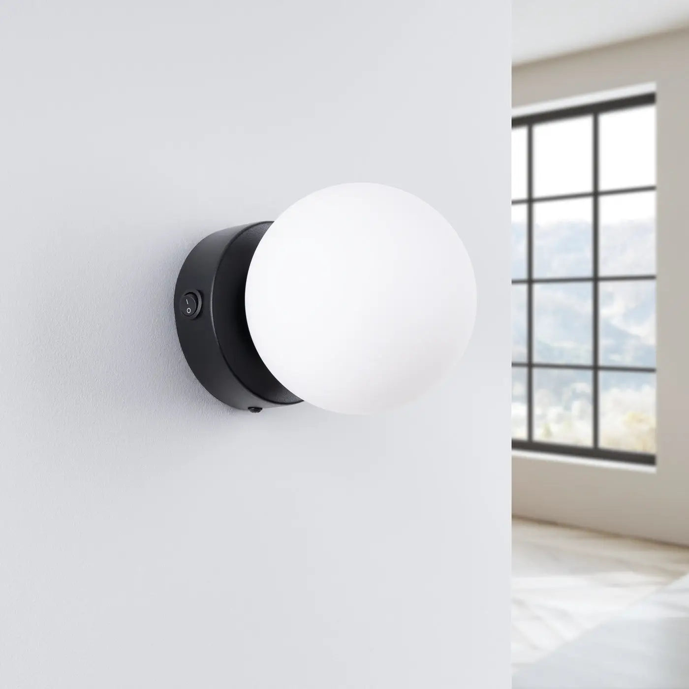 Applique murale globe en verre noir acier LED moderne — vue 2