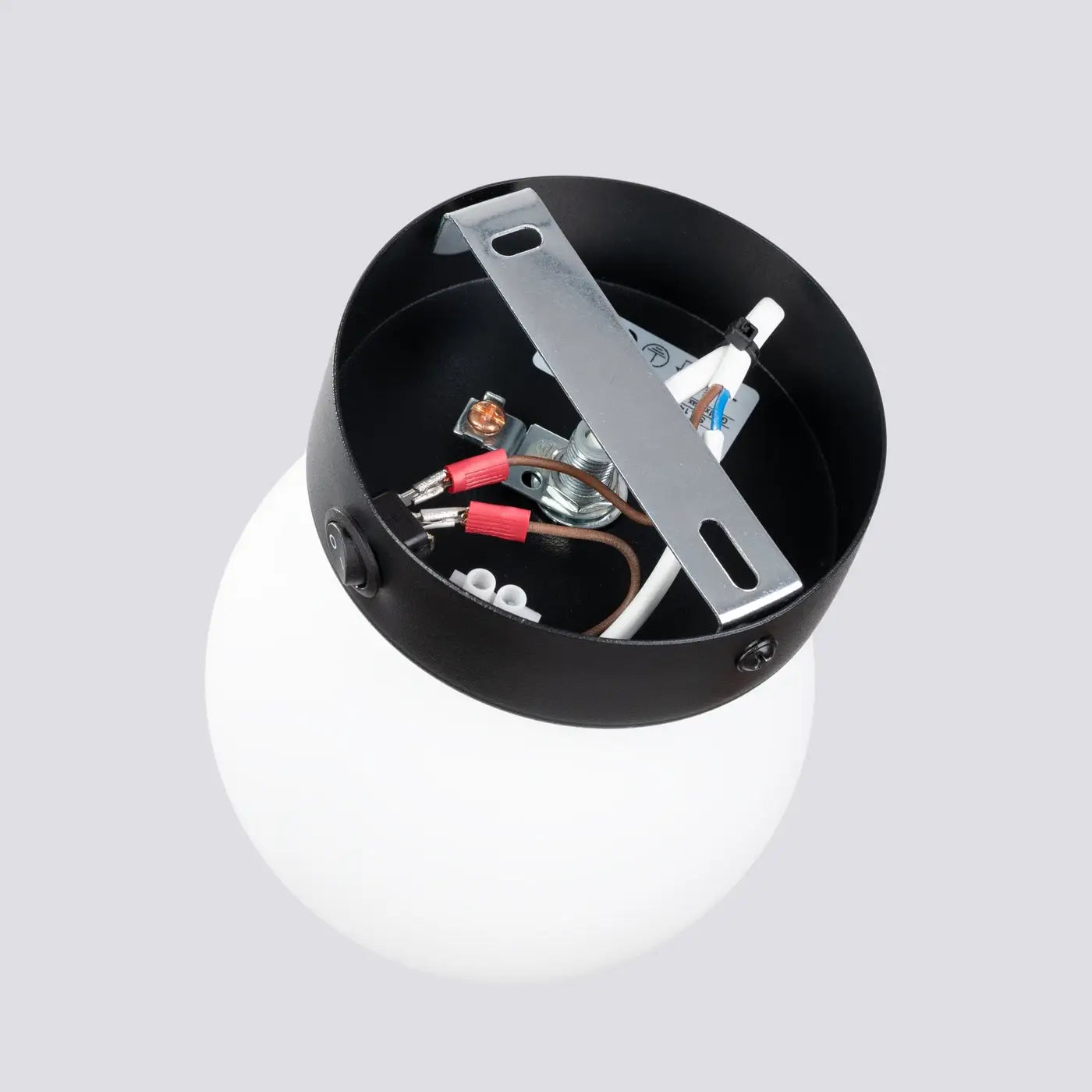 Applique murale globe en verre noir acier LED moderne — vue 3