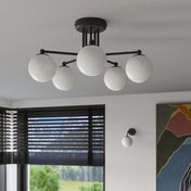 Applique murale globe en verre opale noir moderne — vue 11