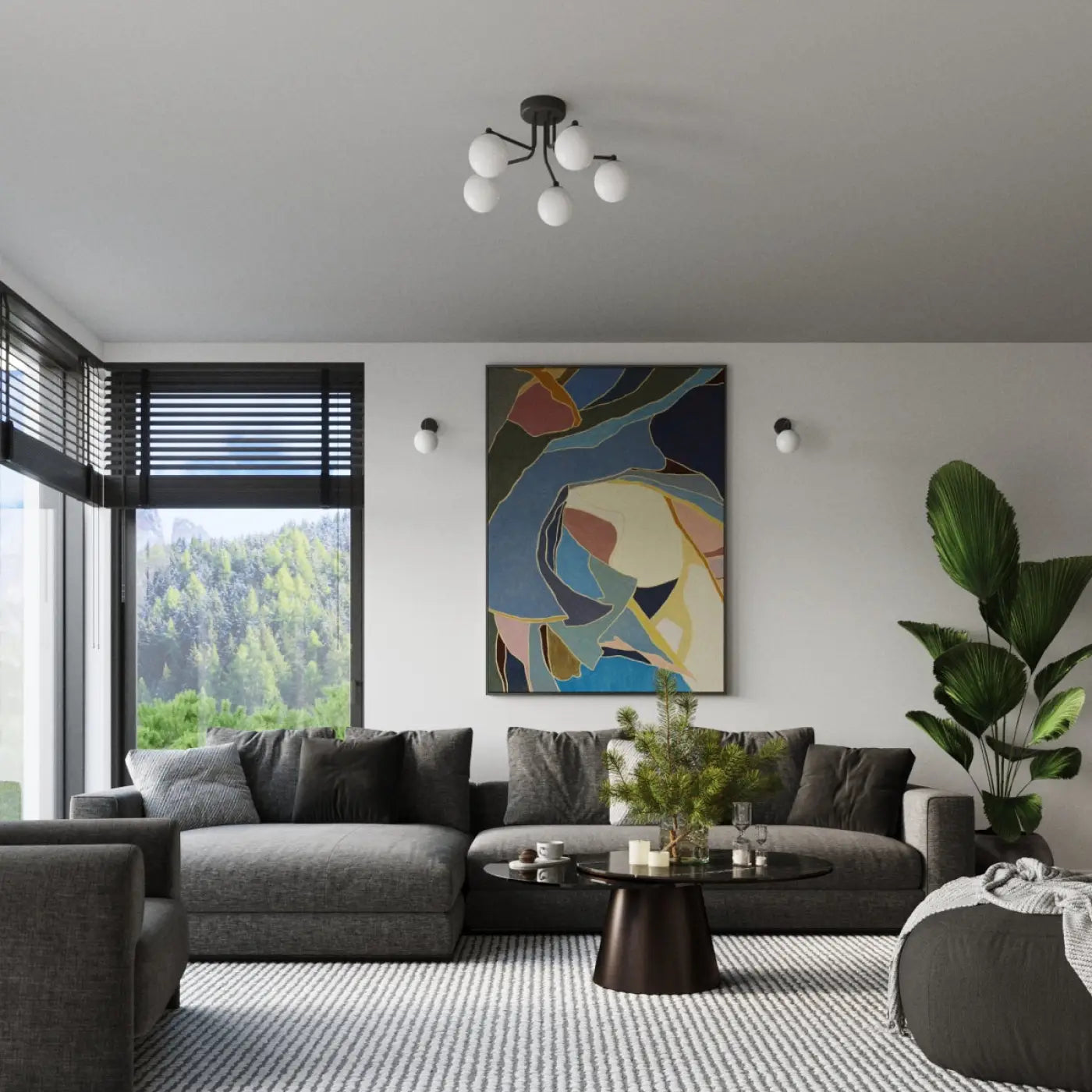 Applique murale globe en verre opale noir moderne — vue 9