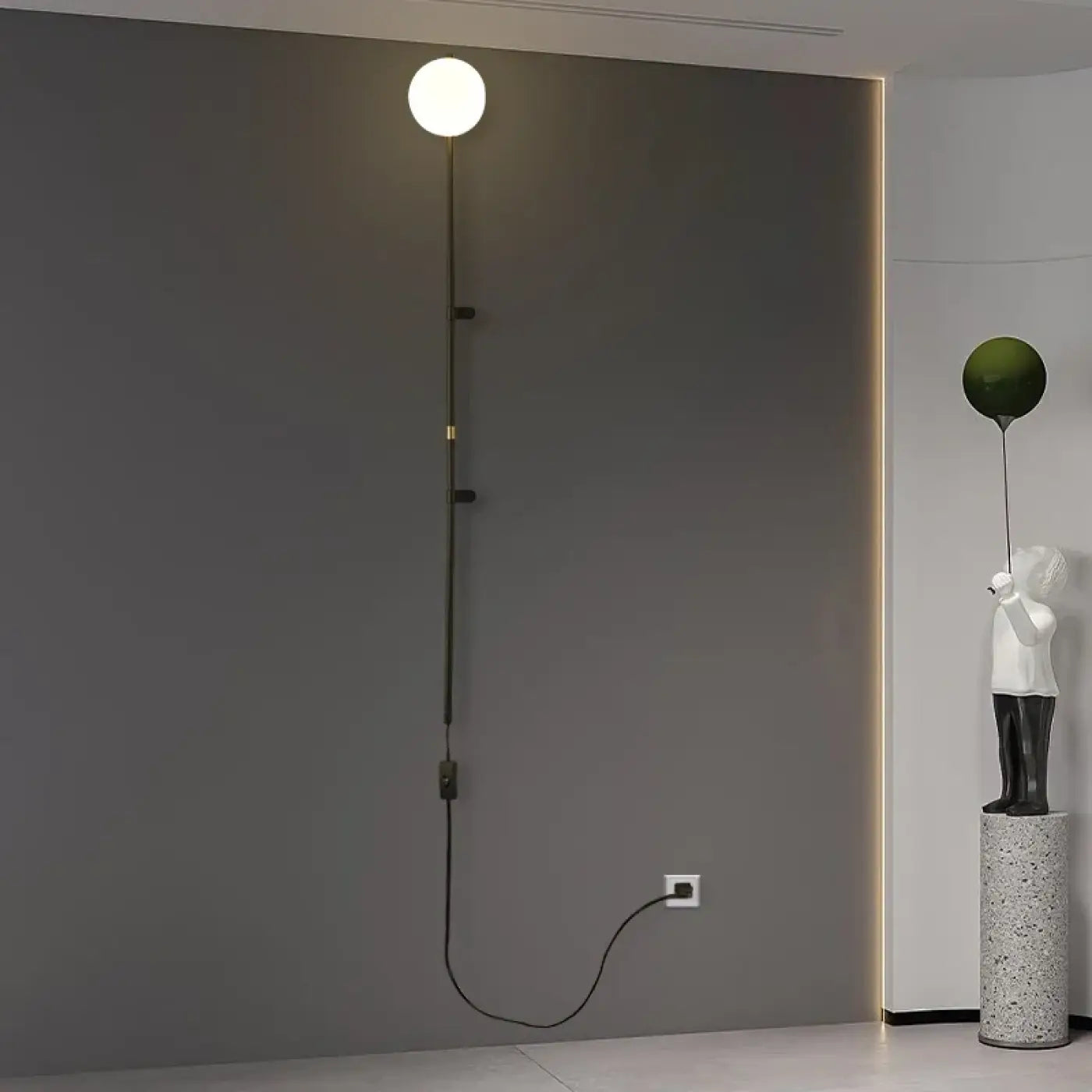 Applique murale globe en verre tige métal IP65 — vue 2