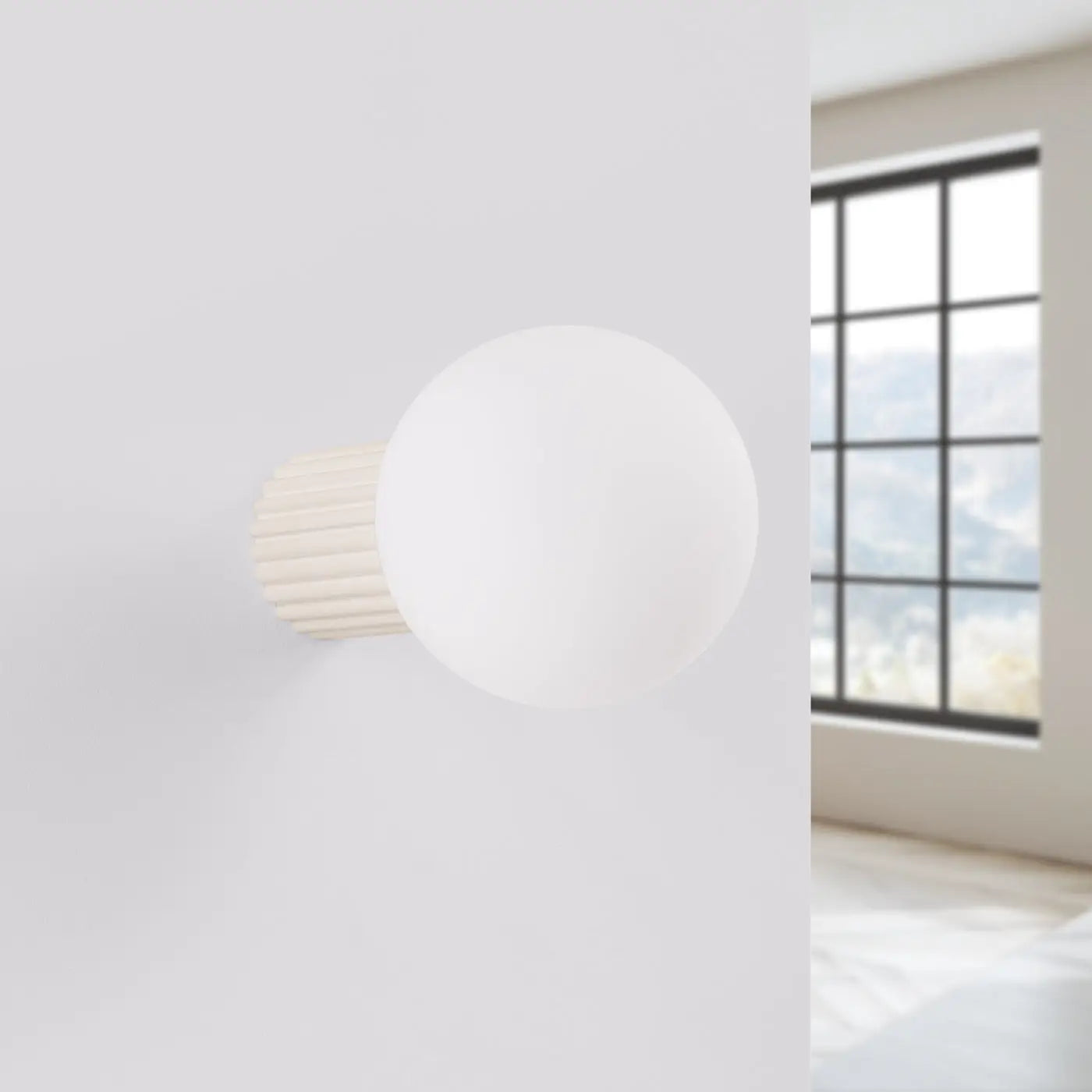 Applique murale globe opalin beige acrylique minimaliste — vue 2