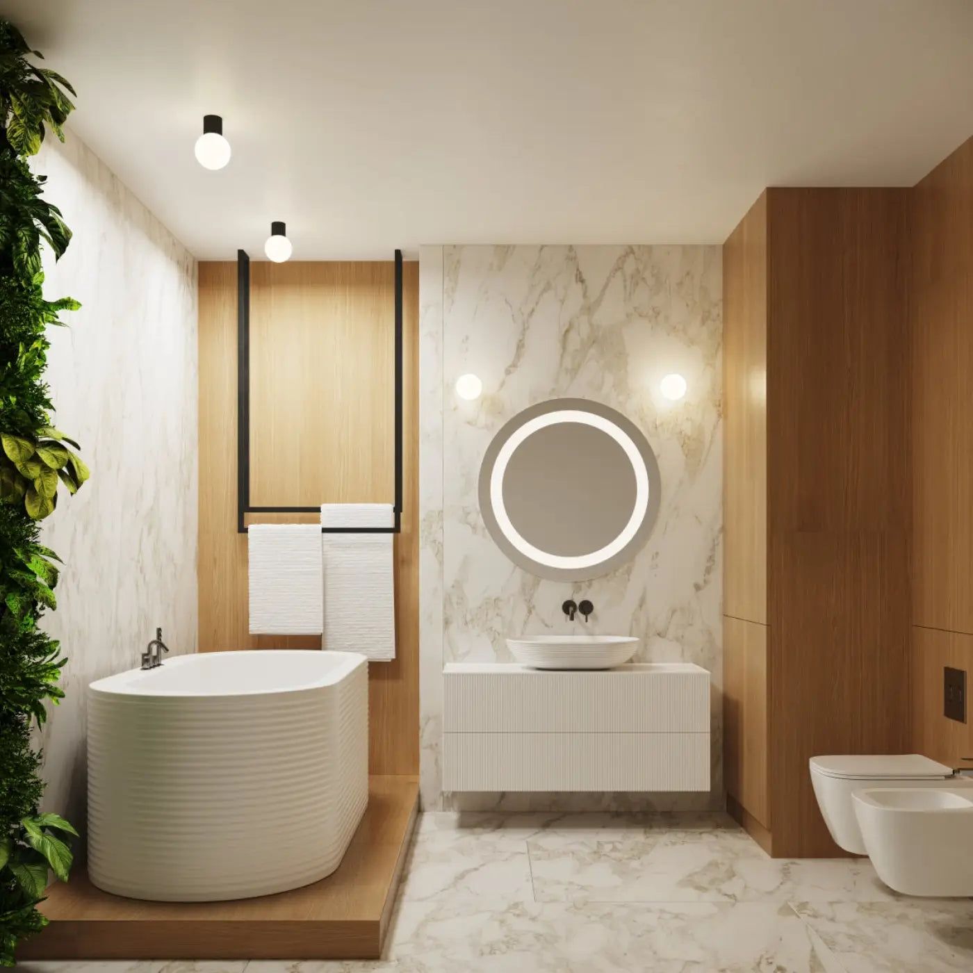 Applique murale globe opalin noir IP44 blanc chaud 3000K — vue 10
