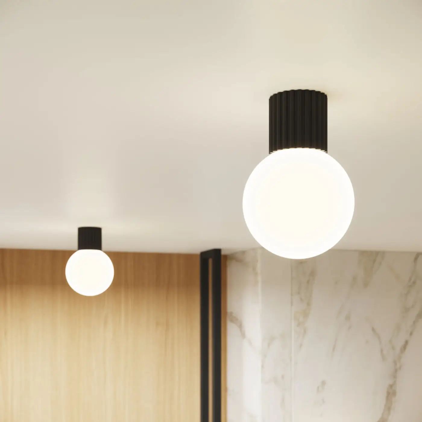 Applique murale globe opalin noir IP44 blanc chaud 3000K — vue 9