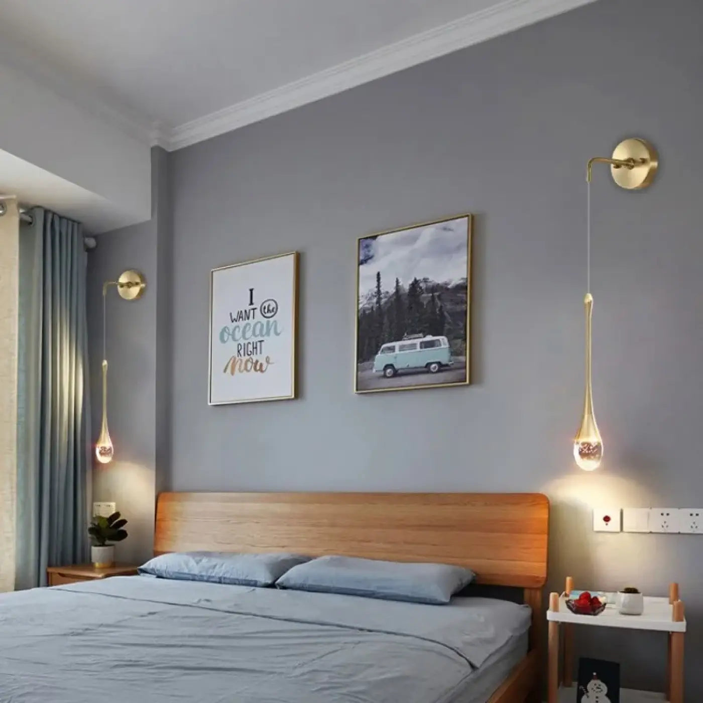 Applique murale goutte de verre dorée pour tête de lit — vue 2