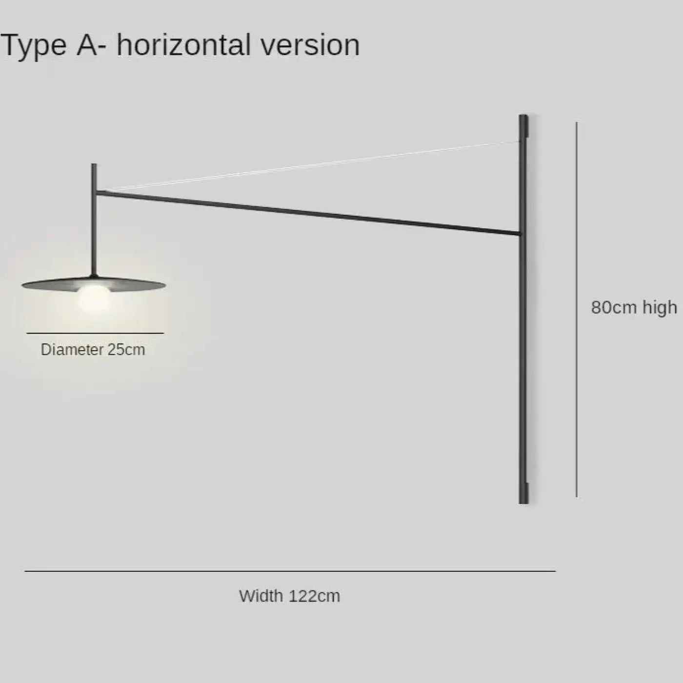 Applique murale horizontale noire en métal et verre — vue 1