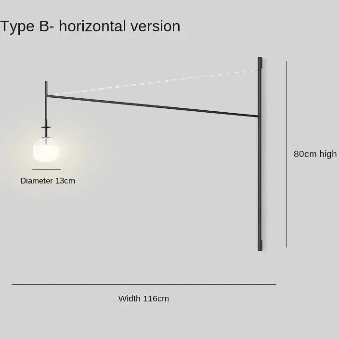 Applique murale horizontale noire en métal et verre — vue 4