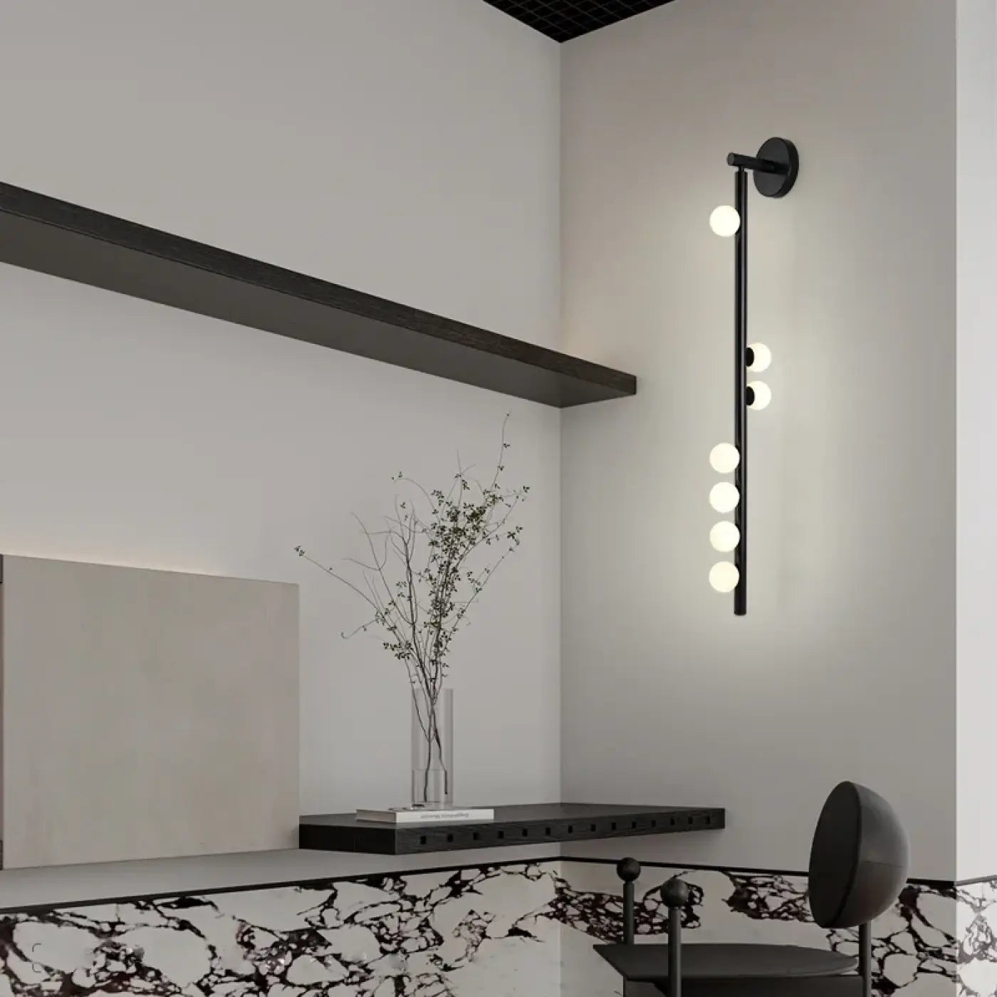 Applique murale LED 7 globes métal noir et doré — vue 10