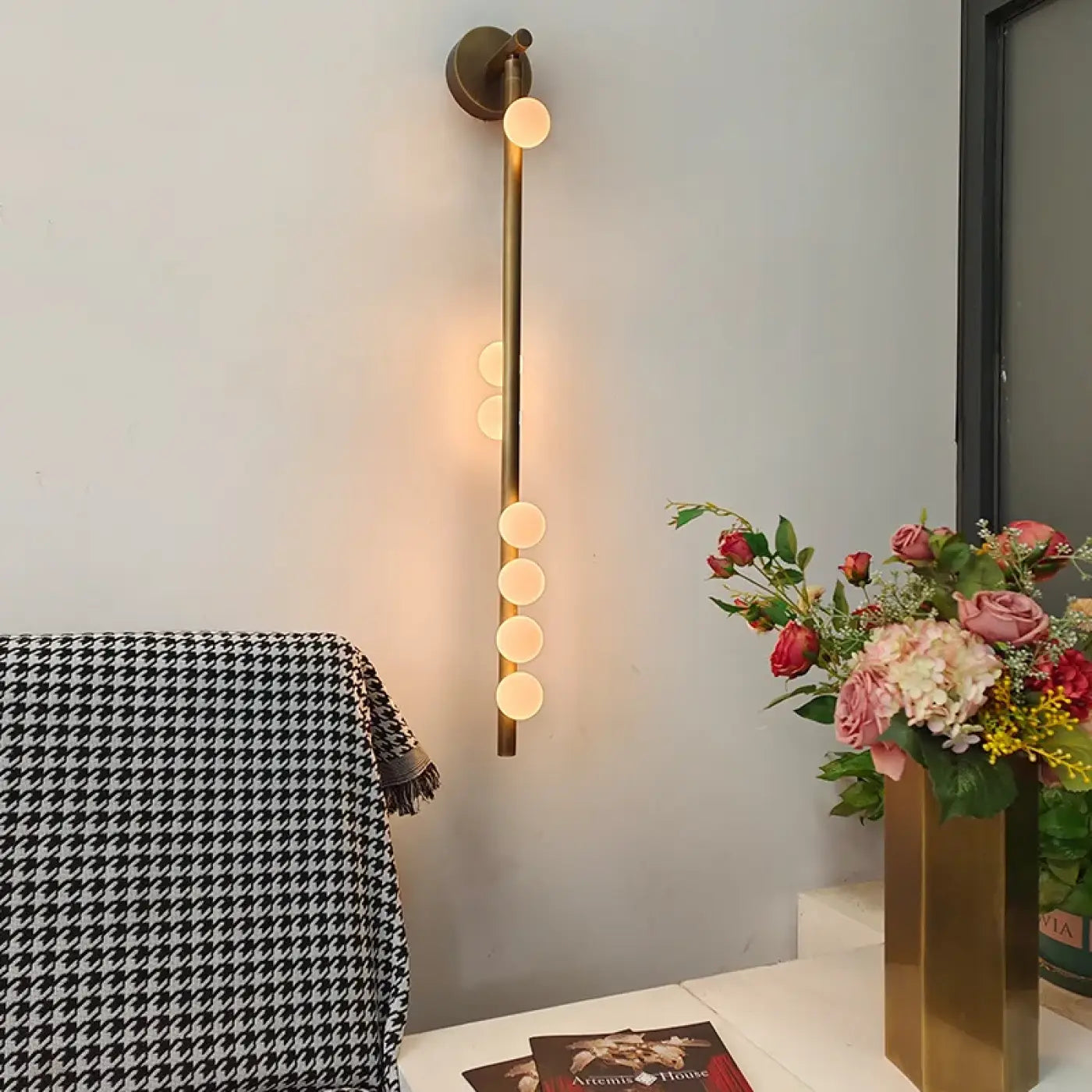 Applique murale LED 7 globes métal noir et doré — vue 3