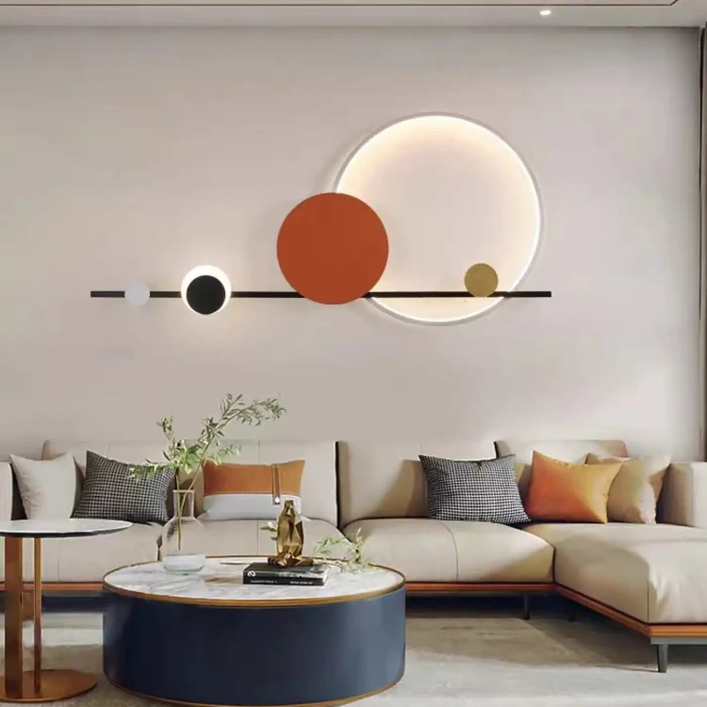 Applique murale LED à cercles rouge et noir art déco — vue 1
