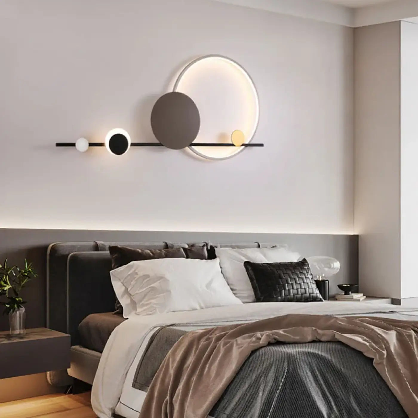 Applique murale LED à cercles rouge et noir art déco — vue 3