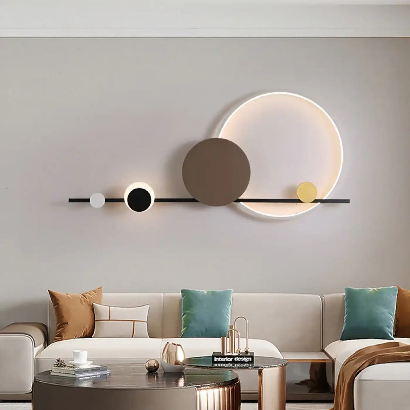 Applique murale LED à cercles rouge et noir art déco — vue 5
