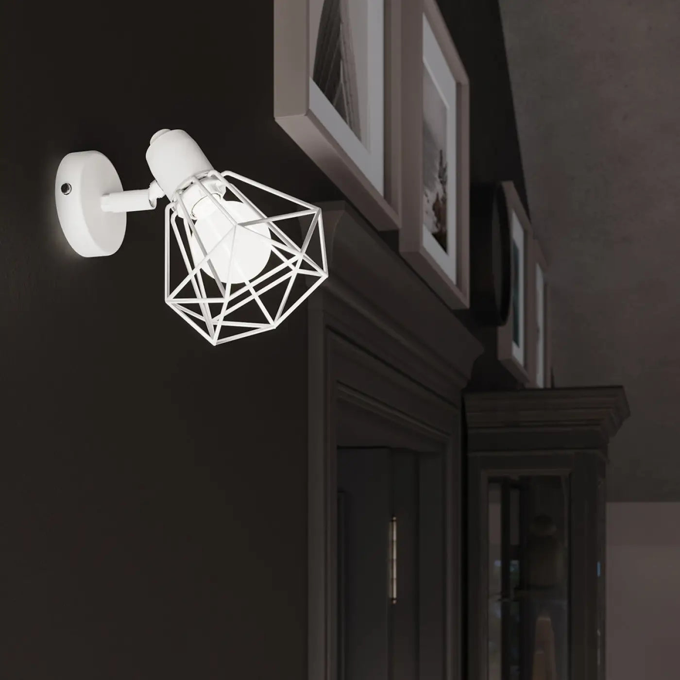 Applique murale LED acier blanc cage ajourée E14 — vue 5