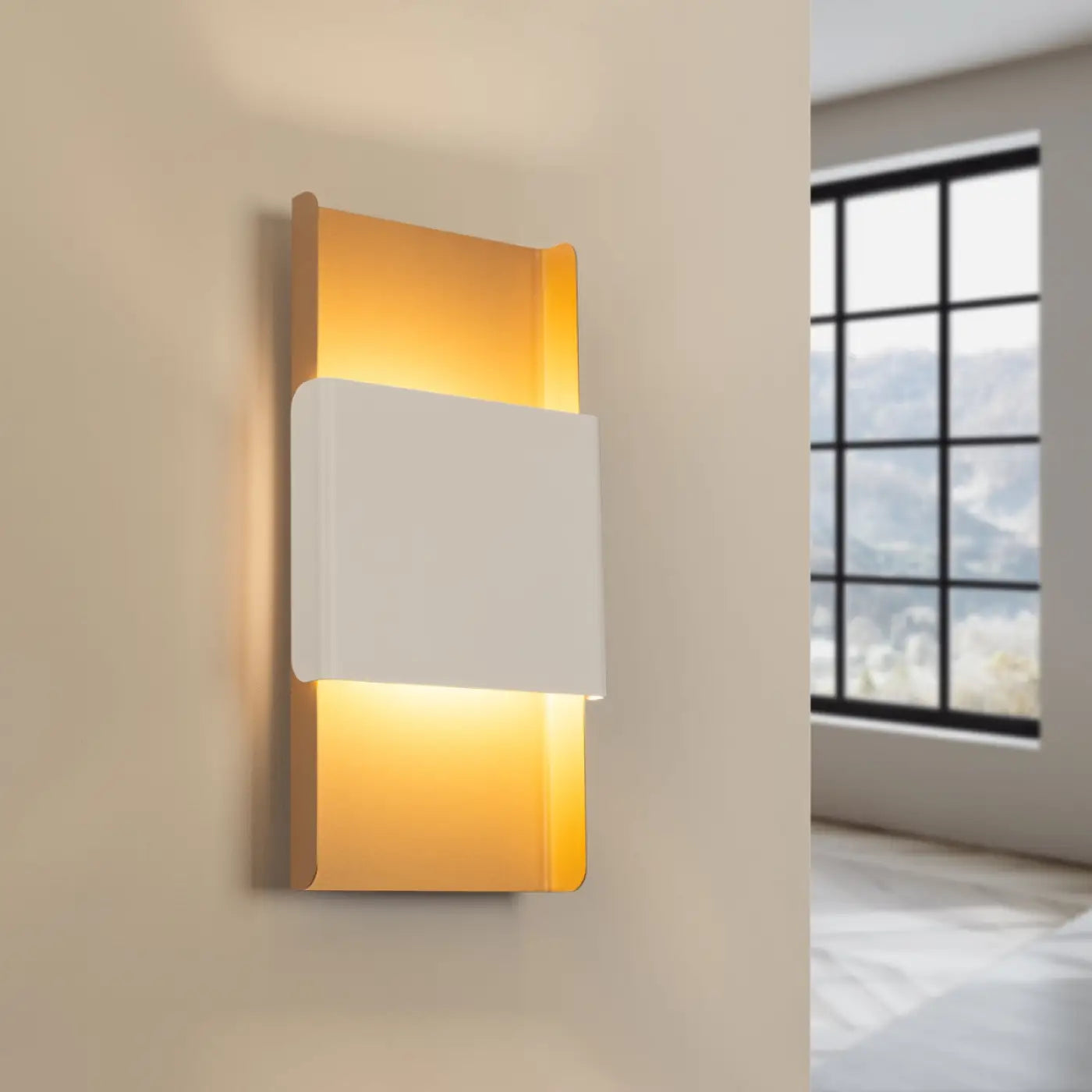 Applique murale LED acier blanc et or Art Déco 2 lumières — vue 1