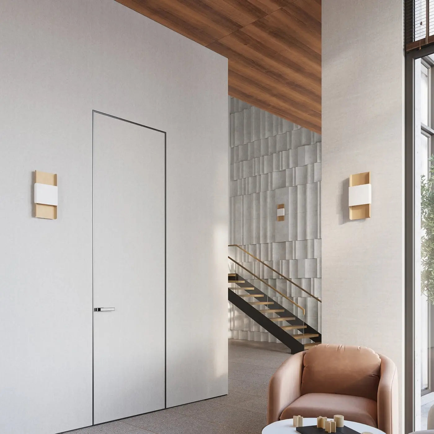 Applique murale LED acier blanc et or Art Déco 2 lumières — vue 7