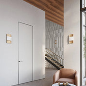 Applique murale LED acier blanc et or Art Déco 2 lumières — vue 7