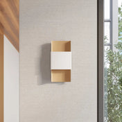 Applique murale LED acier blanc et or Art Déco 2 lumières — vue 8
