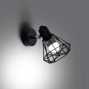 Applique murale LED acier noir cage ajourée E14 — vue 1