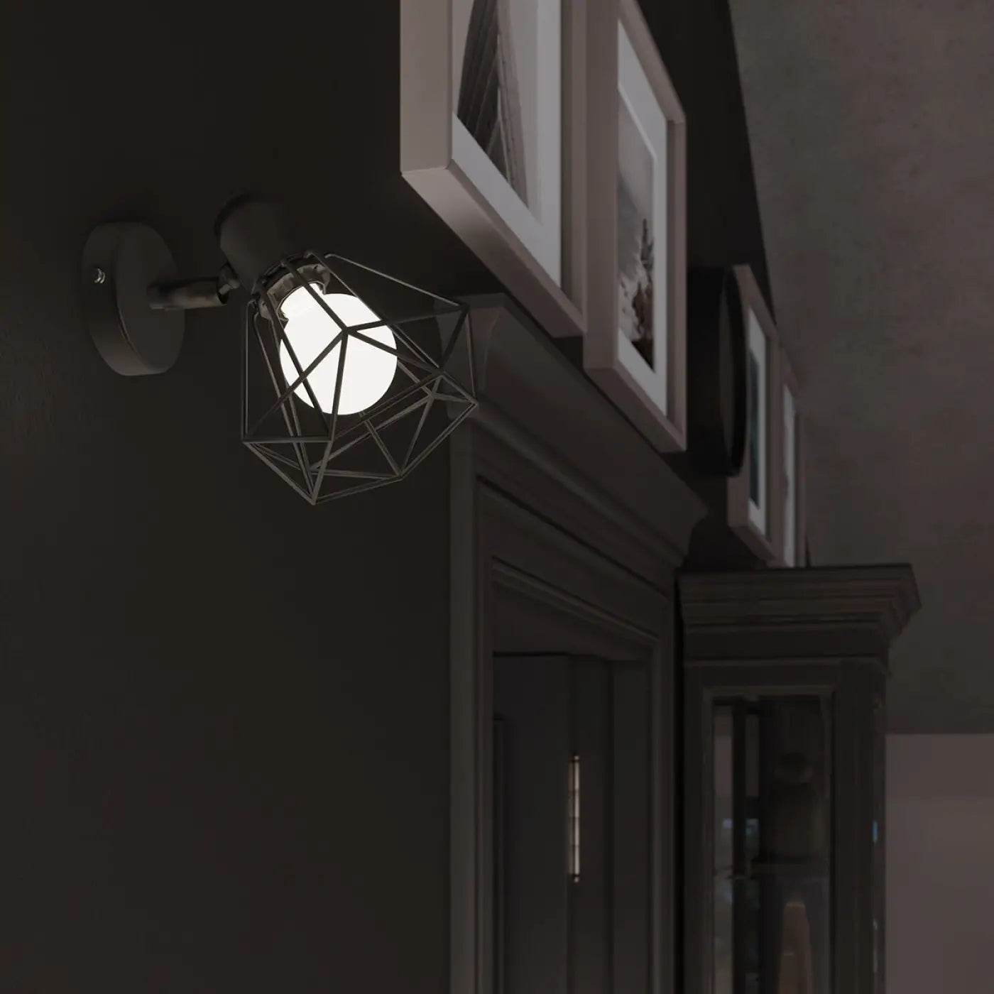 Applique murale LED acier noir cage ajourée E14 — vue 5