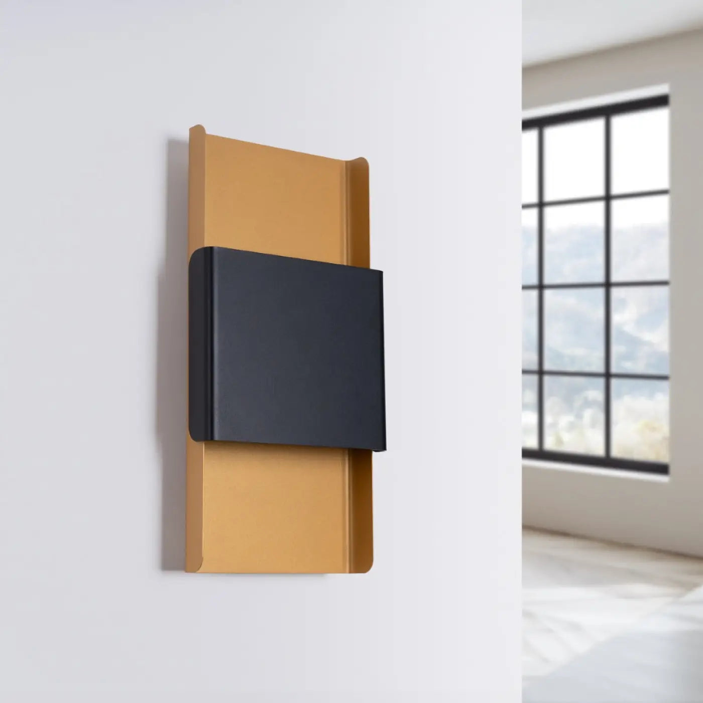 Applique murale LED acier noir et or Art Déco 2 lumières — vue 2