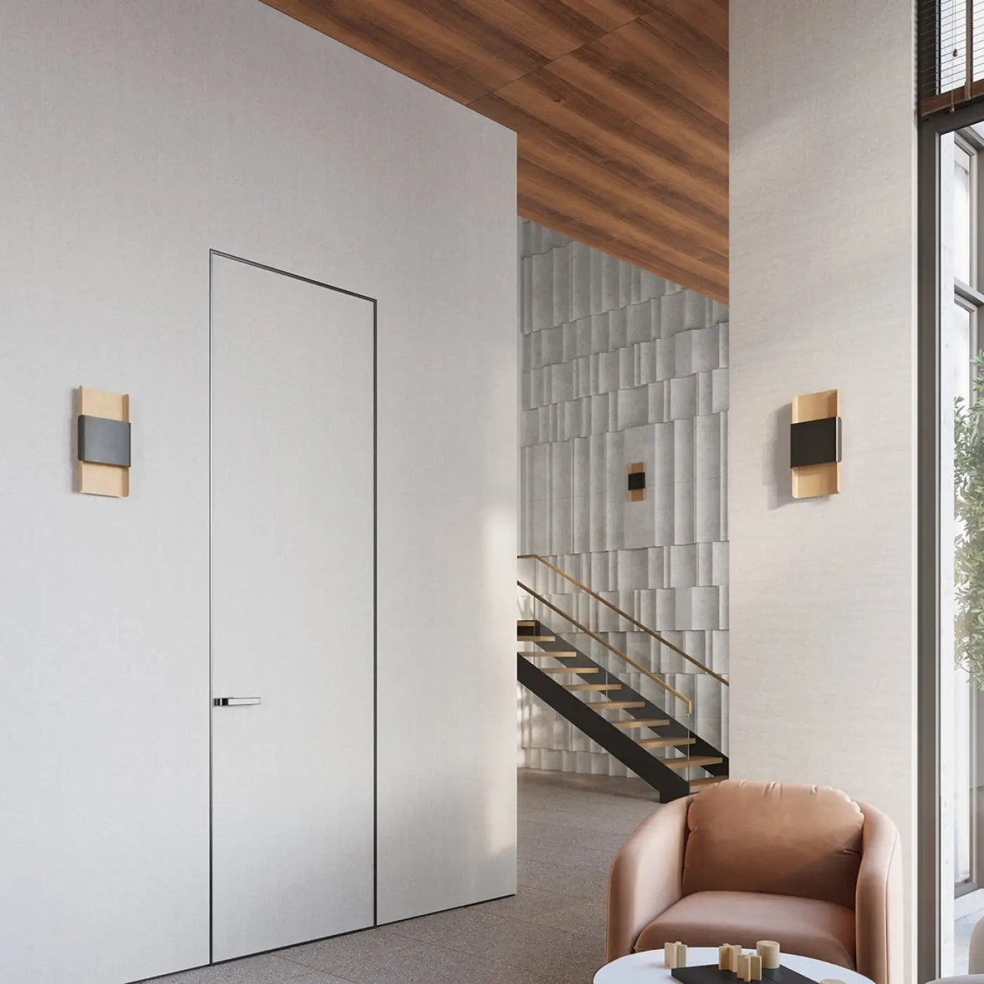 Applique murale LED acier noir et or Art Déco 2 lumières — vue 6