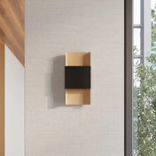 Applique murale LED acier noir et or Art Déco 2 lumières — vue 8