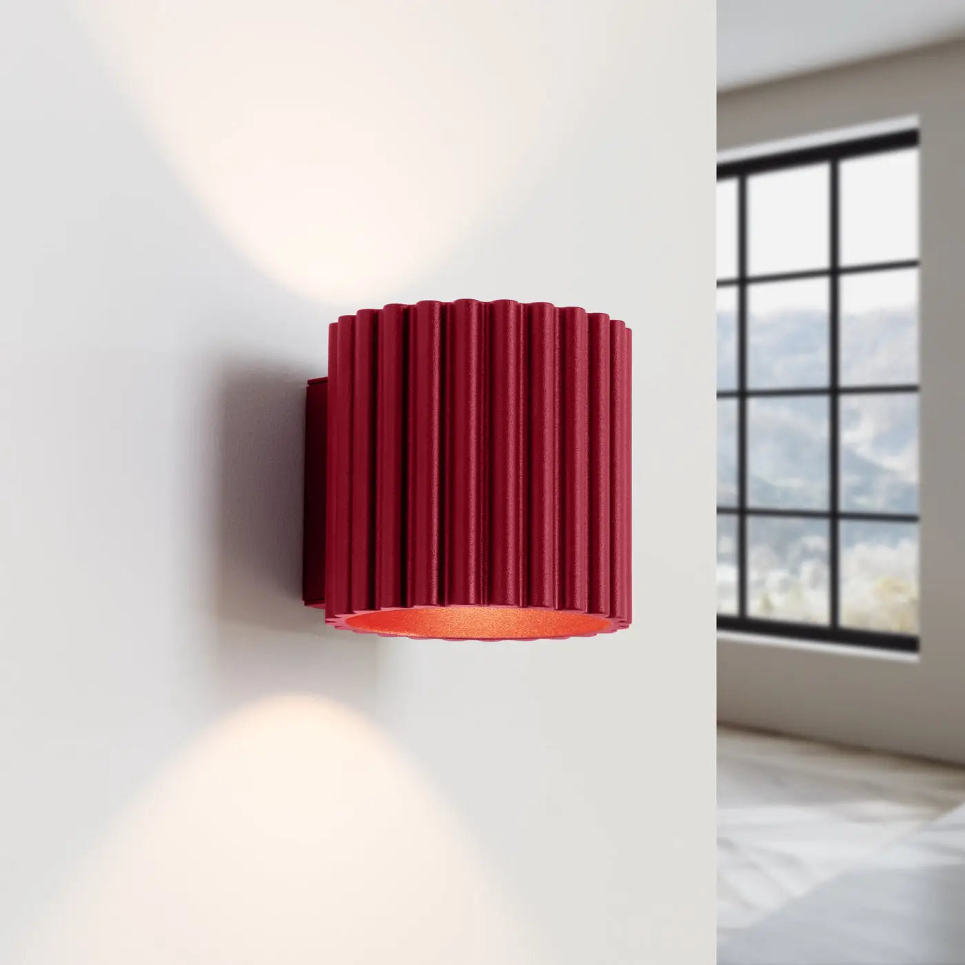 Applique murale LED aluminium bordeaux à effet rainuré — vue 1
