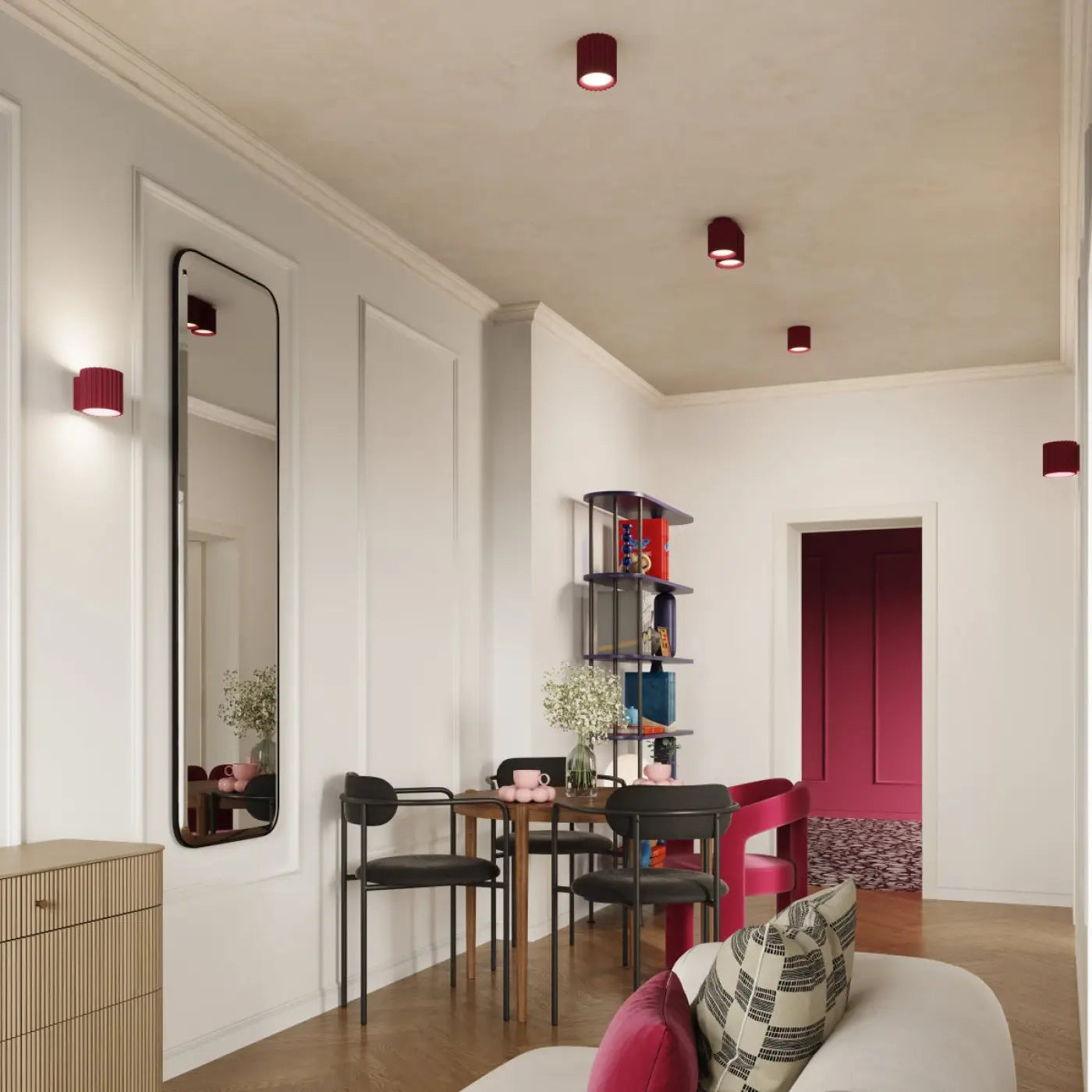 Applique murale LED aluminium bordeaux à effet rainuré — vue 10