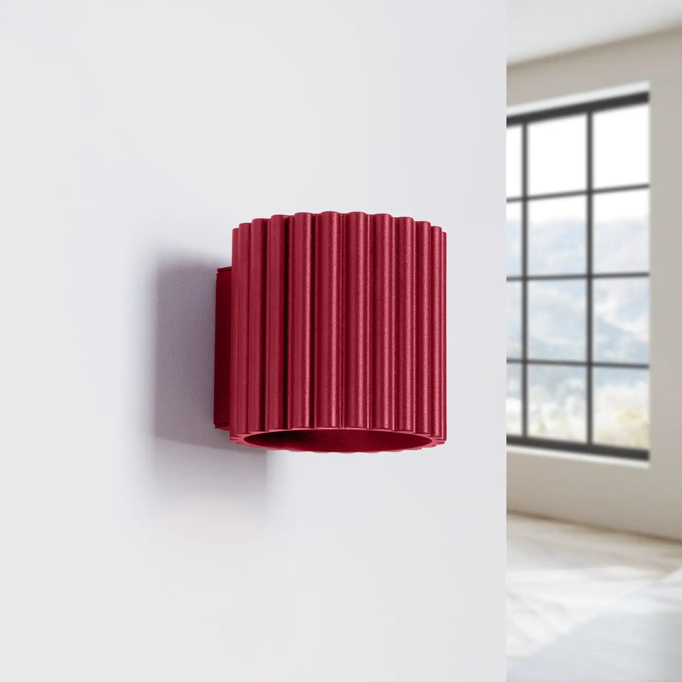 Applique murale LED aluminium bordeaux à effet rainuré — vue 2