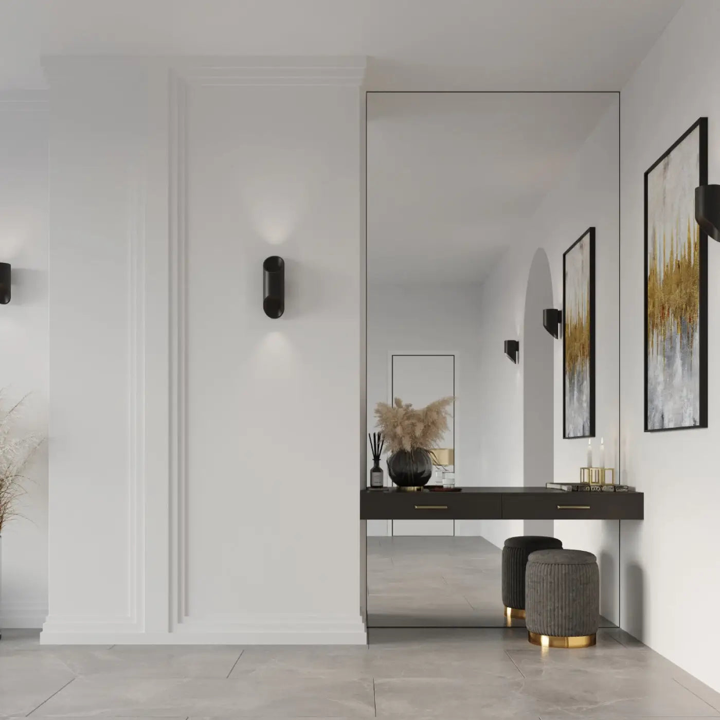 Applique murale LED aluminium noir cylindrique — vue 4
