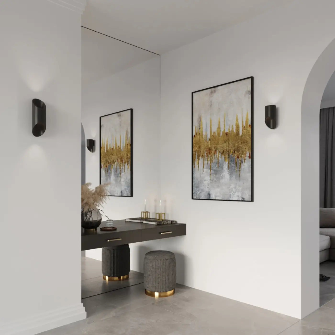 Applique murale LED aluminium noir cylindrique — vue 5