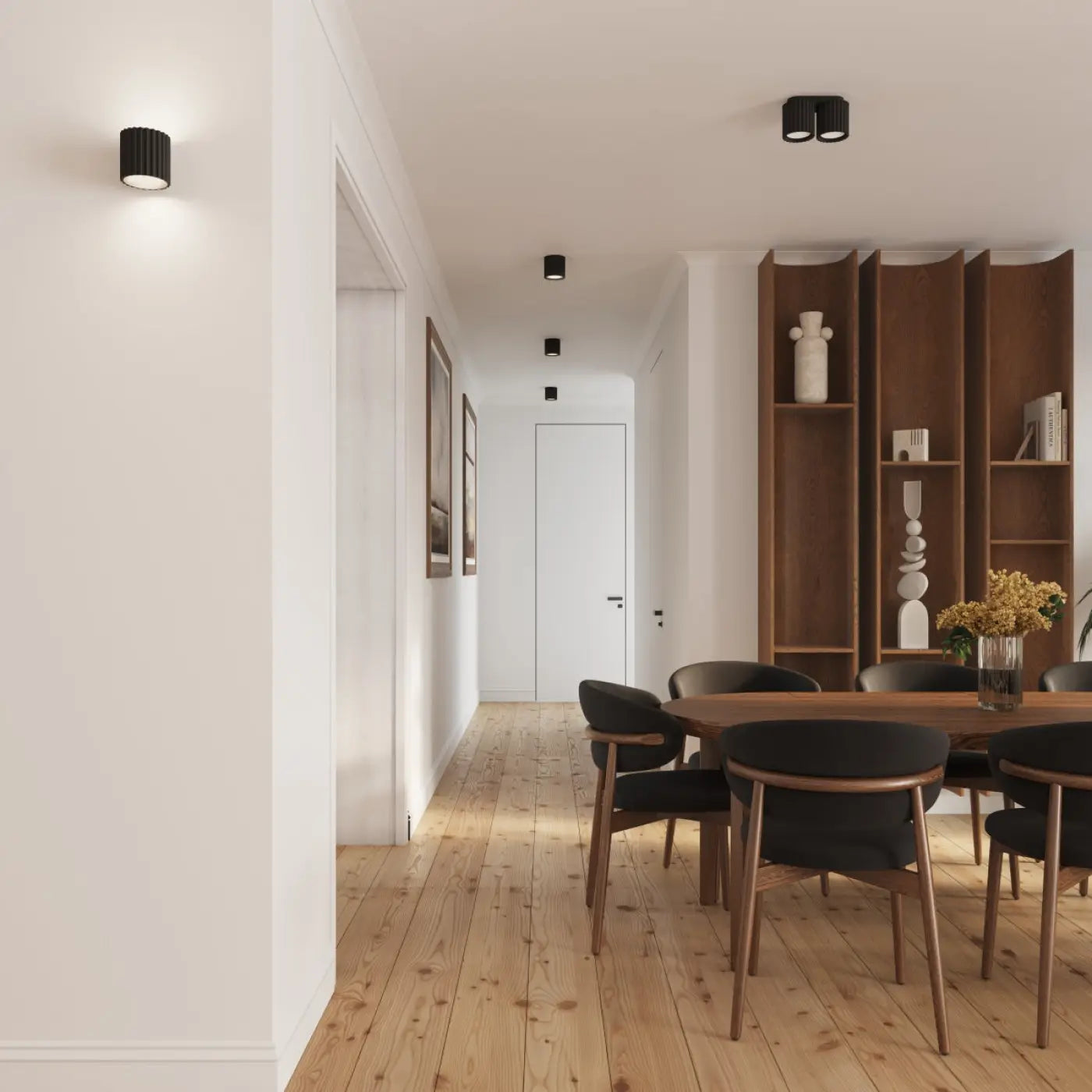 Applique murale LED aluminium noir strié blanc chaud 3000K — vue 9