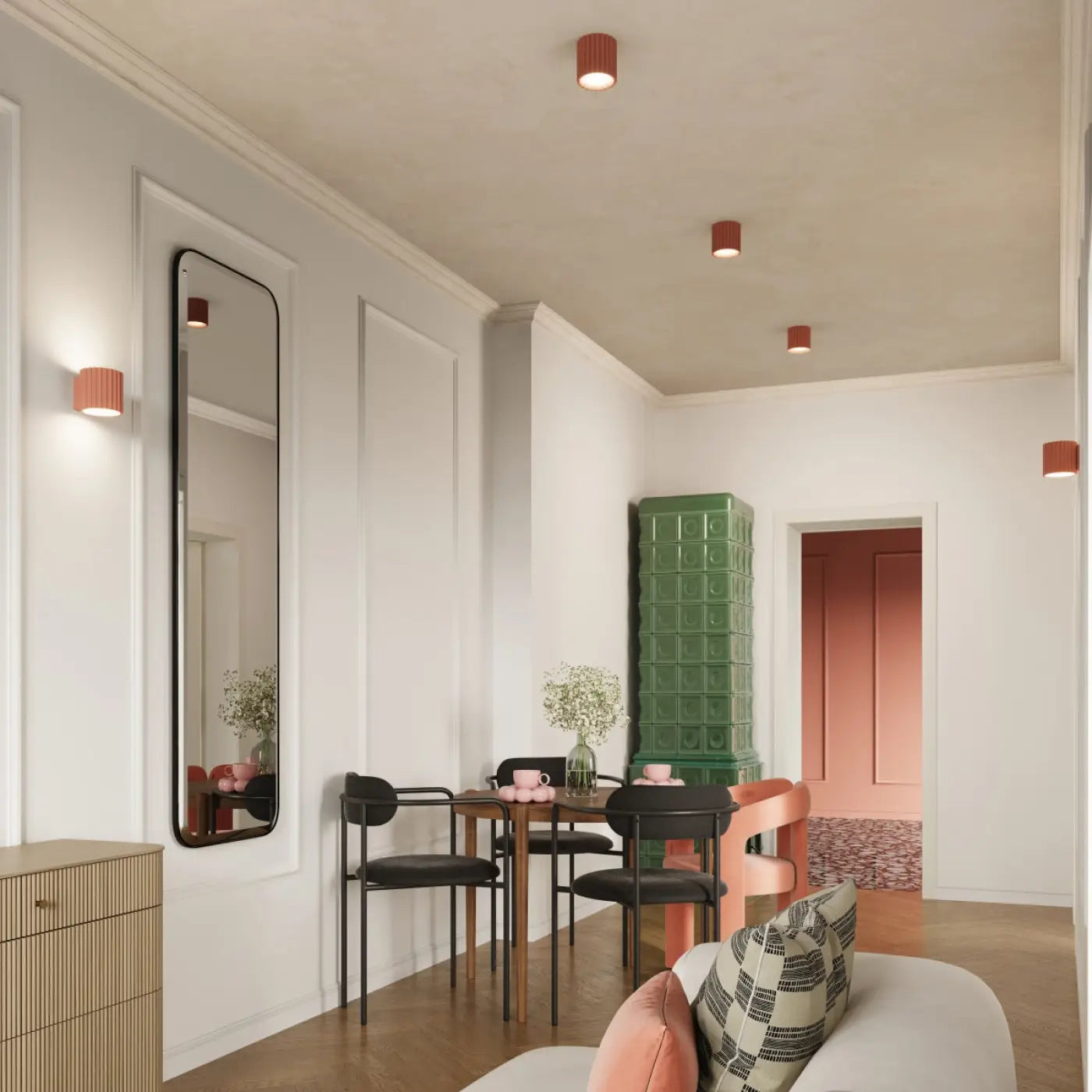 Applique murale LED aluminium peach cannelée minimaliste — vue 10
