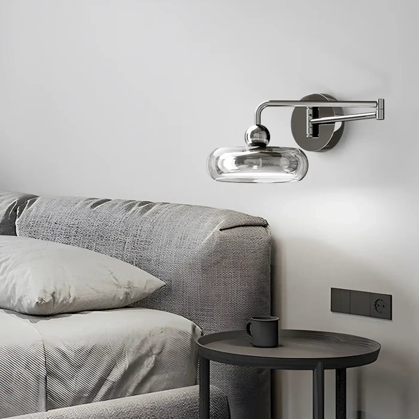 Applique murale LED argentée en aluminium et acrylique — vue 2
