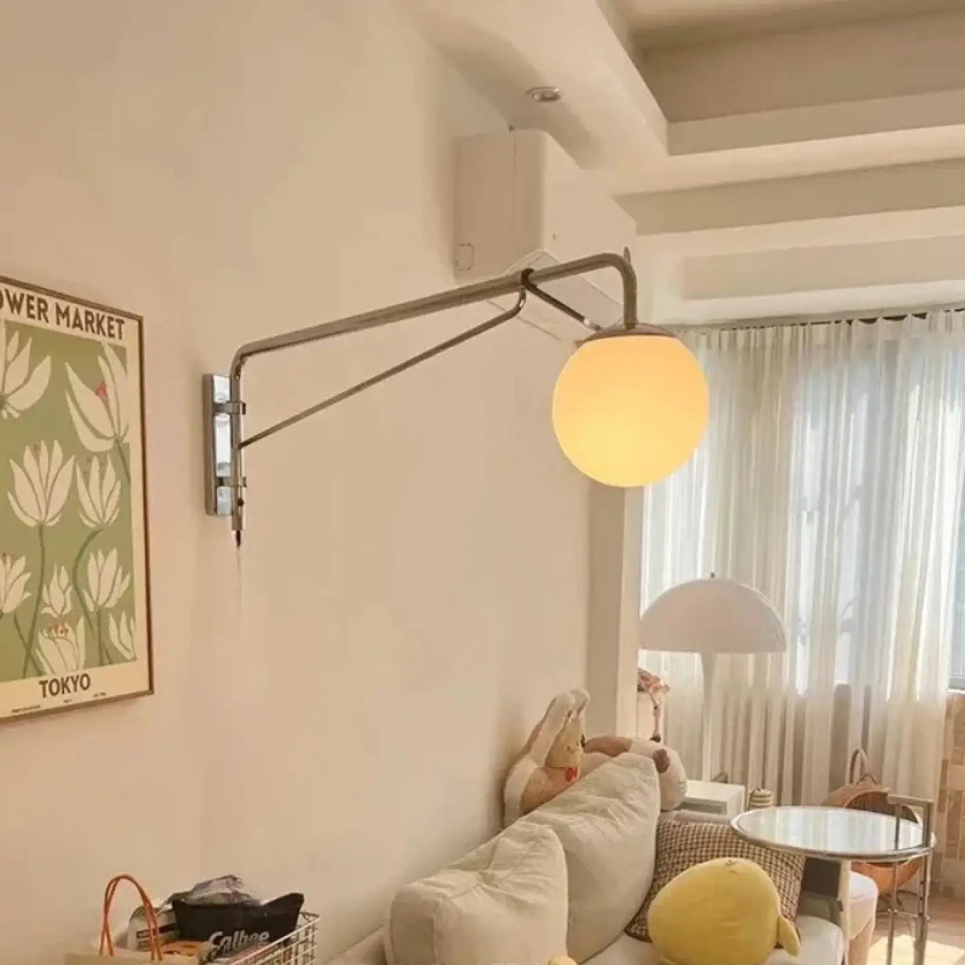 Applique murale LED argentée en verre et métal — vue 3