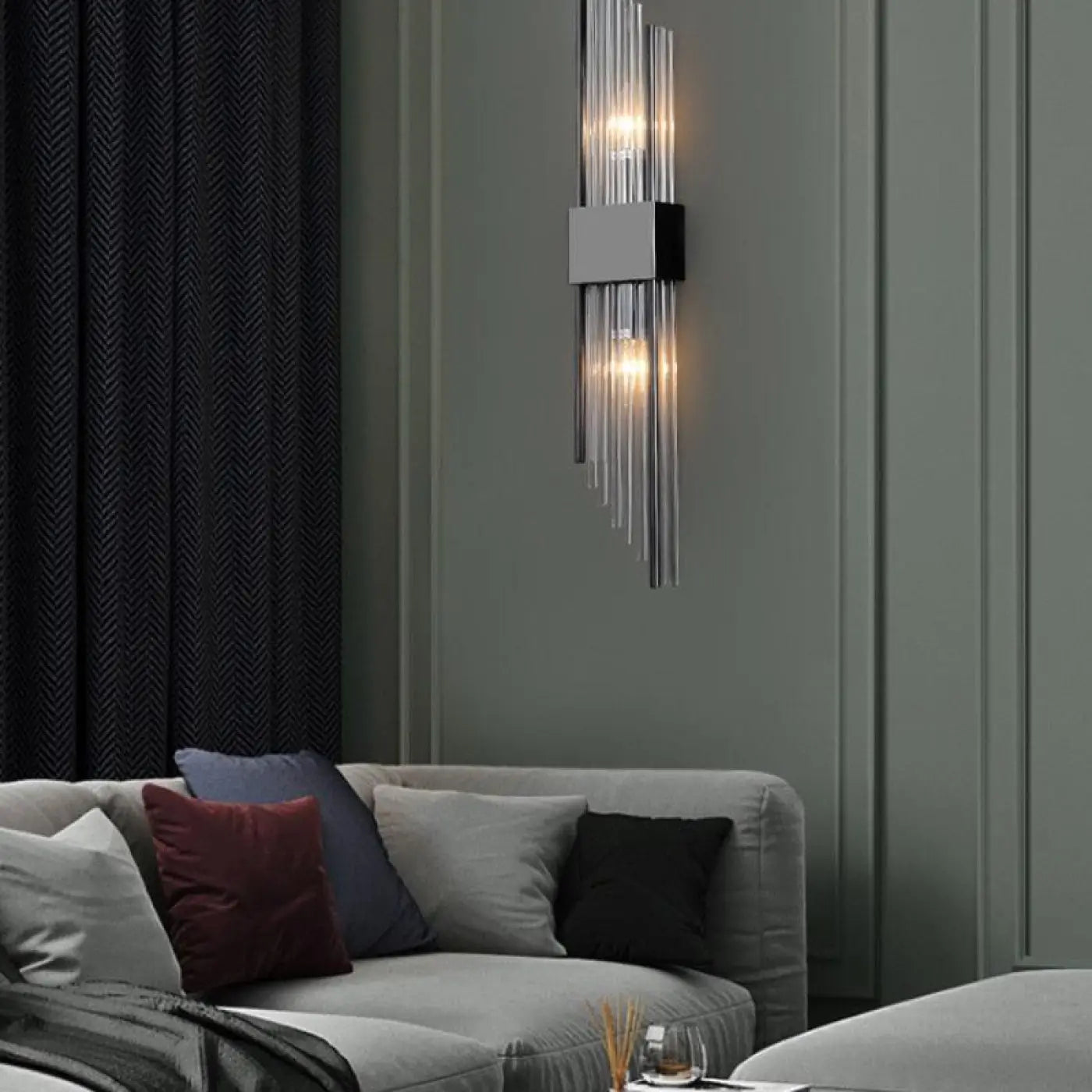 Applique murale LED Art déco en verre dorée et noire — vue 2
