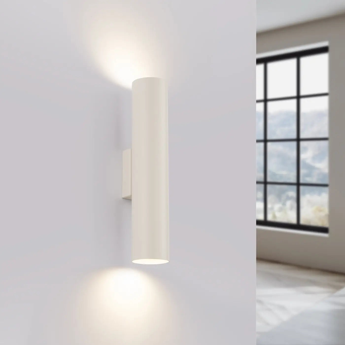 Applique murale LED beige 2 lumières en acier tubulaire — vue 1