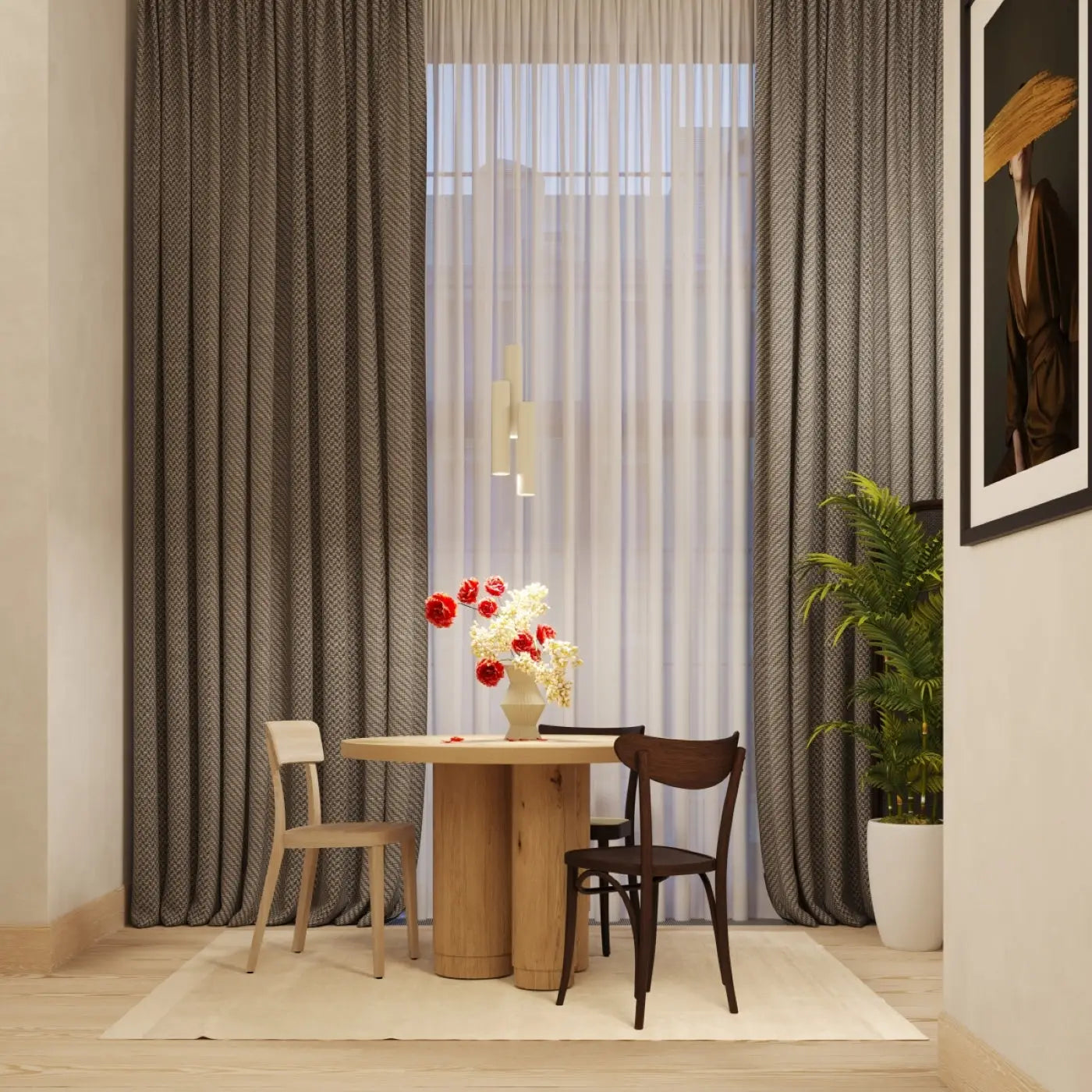 Applique murale LED beige 2 lumières en acier tubulaire — vue 10